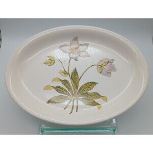 Vtg Crown Pottery Transferware Platter  Botanical Flower